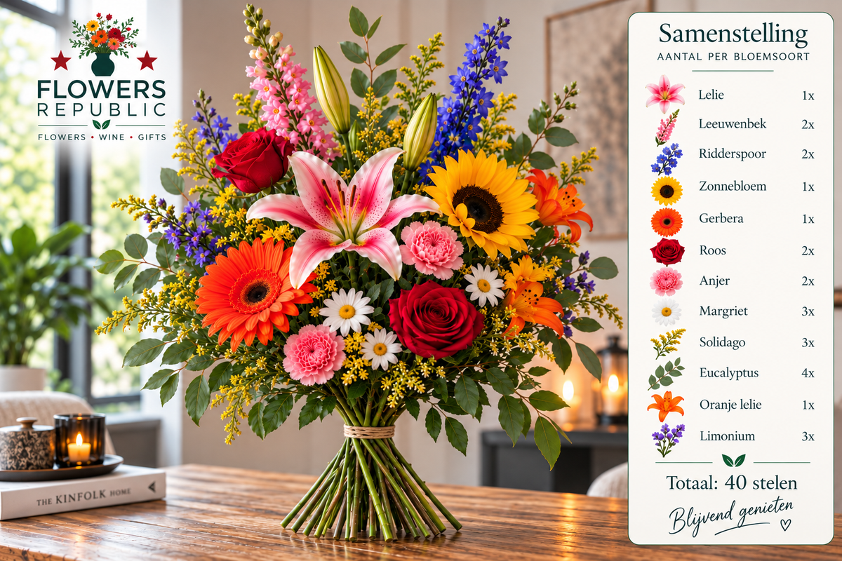 Colour Symphony Velvet Collectie | Kunstbloemen | Small, Medium, Large, Excellence XL