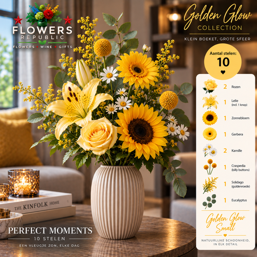 Golden glow Velvet Collectie | Kunstbloemen | Small, Medium, Large, Excellence XL