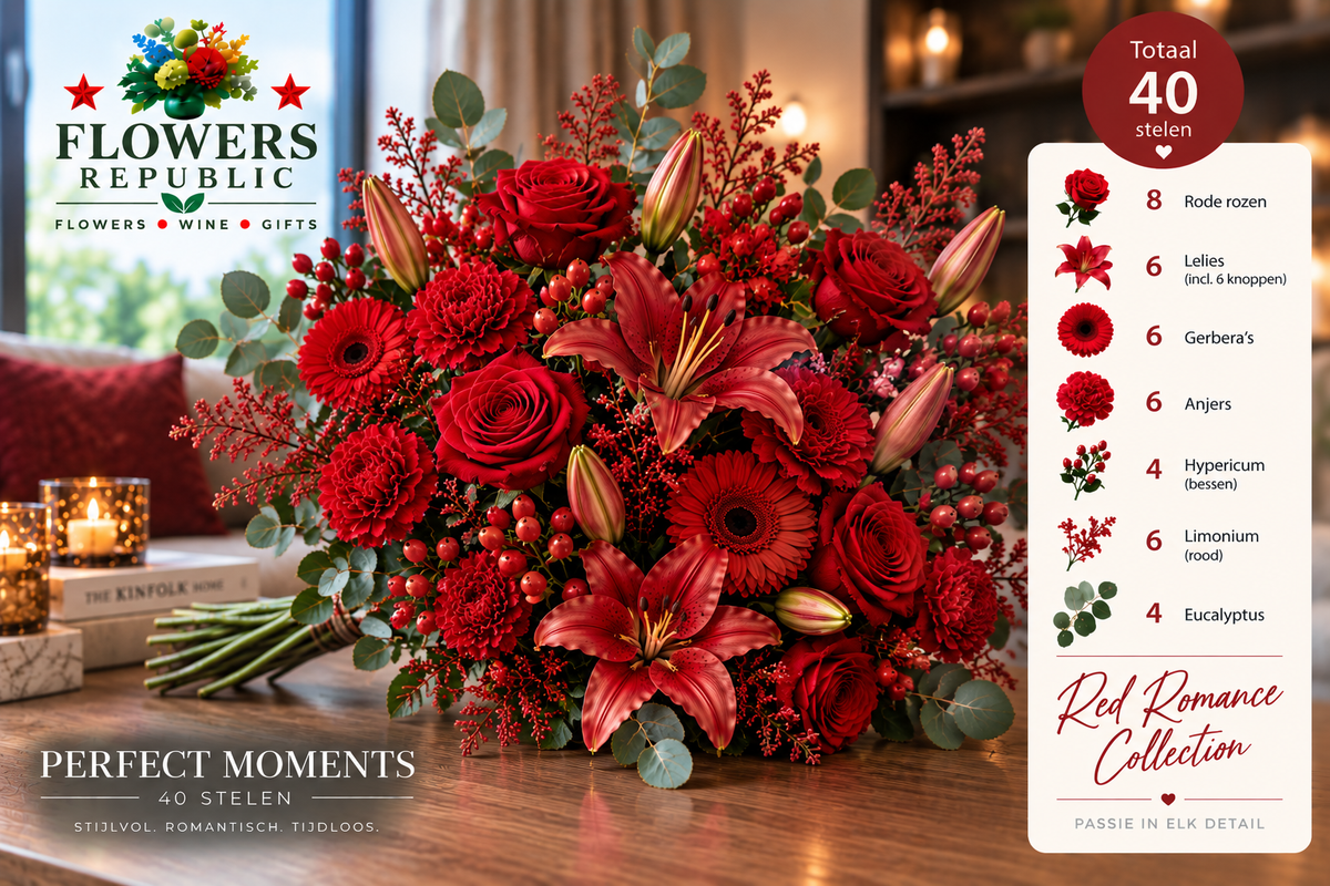 Red Devine Velvet Collectie | Kunstbloemen | Small, Medium, Large, Excellence XL