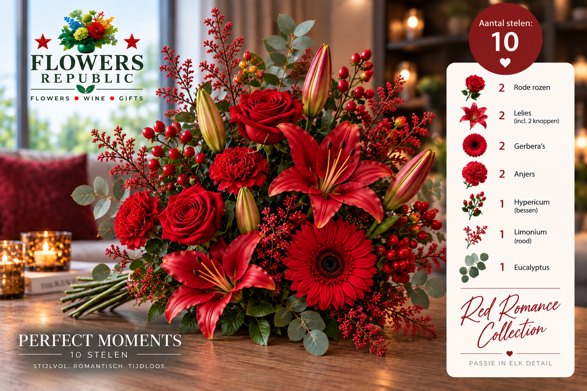 Red Devine Velvet Collectie | Kunstbloemen | Small, Medium, Large, Excellence XL
