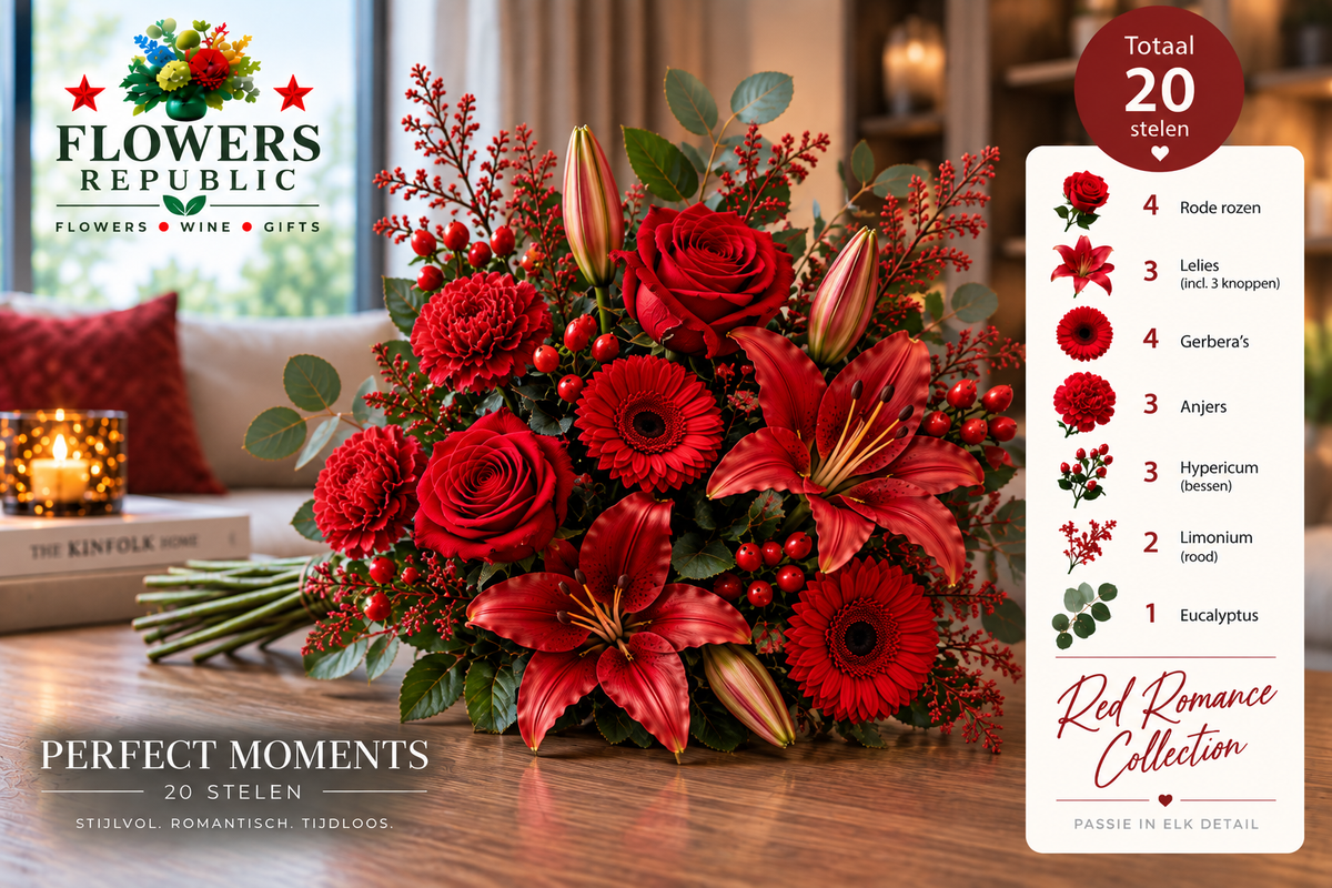 Red Devine Velvet Collectie | Kunstbloemen | Small, Medium, Large, Excellence XL