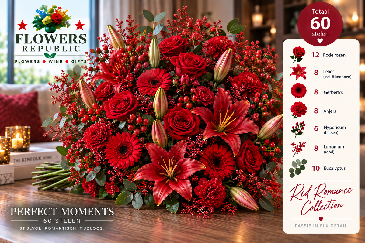 Red Devine Velvet Collectie | Kunstbloemen | Small, Medium, Large, Excellence XL