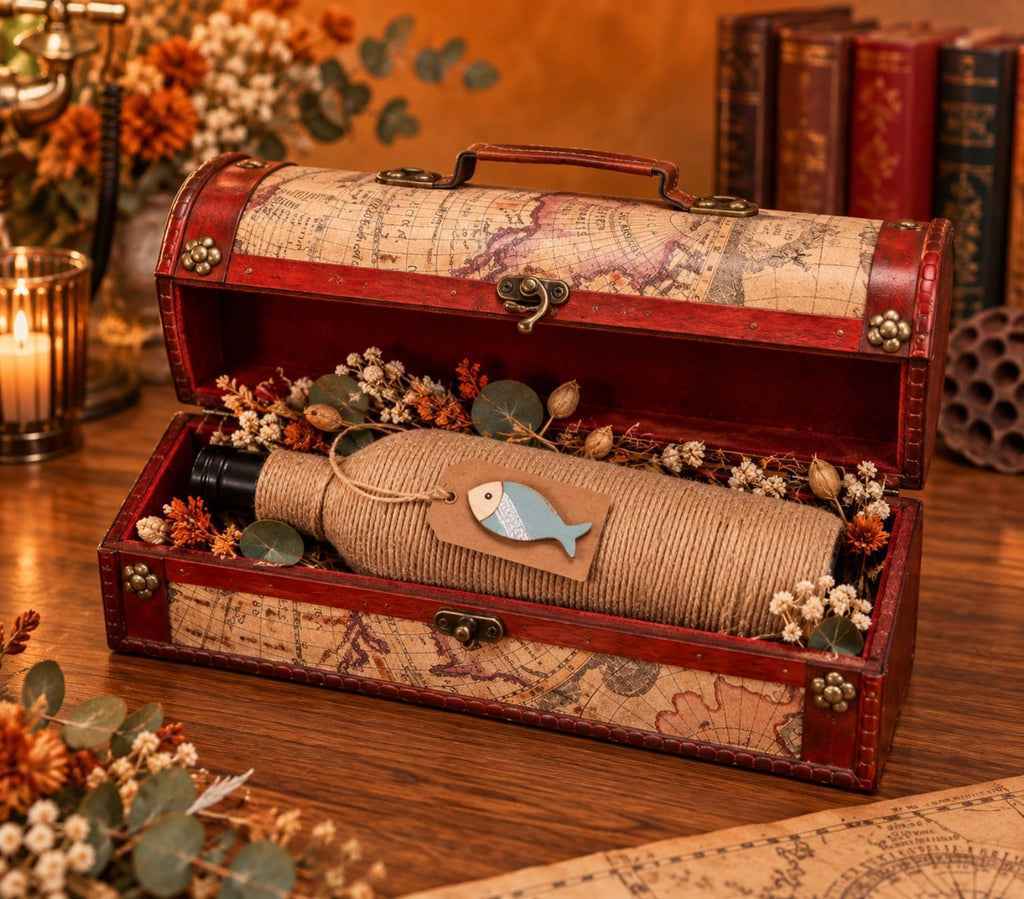 Signature Wine Gift – Vintage Journey | Wijncadeau in luxe wijnkist met Bloemen (kunst)